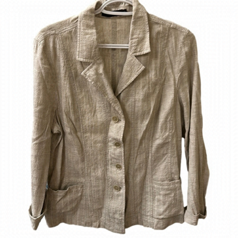 🍋Eric Alexandre Beige Linen Shirt Jacket with pockets size 42 (fits like 6)